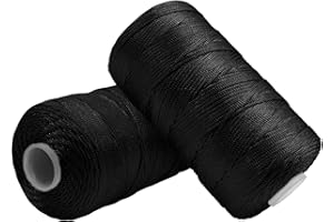 Uiopa 2 Pièces Fil Macramé 1,5mm x 200m, Fil de Crochet en Nylon Corde Fine pour Crochet et Tricot, Corde Macramé Noir pour Bricolage, Décoration, Emballage Cadeau, Artisanat