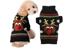 AMSIXNT Pull de Noël pour Chien, Vêtements pour Chiens, Pull en Tricot pour Chien avec Motif de Renne, Costume de Noël pour Chien, Pull pour Chat et Chiot