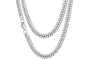 ChainsHouse Collana Uomo Catena Spessa Acciaio Collana Cubana Solida Levigatura Liscia Argento 18K Oro Nero Larghezza 5/7/10/13.5 MM Lunghezza 46-76 CM Impermeabile e Anallergico