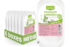 ‎ELF-FAMILY Elf-Family Instant Thai Klebriger Reis Dessert- Kokos Geschmack aus Thailand - Fertiggerichte für Mikrowelle in 1 Min - 100% Natürlich Thai- Glutenfrei/Vegane/Kalorienarme- 6er Box