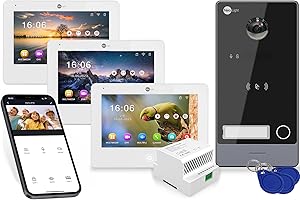 NEO LIGHT Neolight Videocitofono WiFi 2 Fili Video Citofono Smart con APP 3х Monitor Interno Full HD 7 Pollici Touch Screen Compatibile con Camera IP Telecamera a Colori Full HD