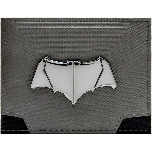 The Dark Knight Batman Abito Distintivo in Acciaio a Doppio Bottone Portafoglio/Portamonete Bi-Fold Porta Carte d'Identità & Porta Carte, Nero