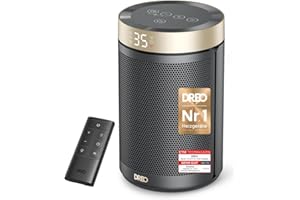 Dreo Energiesparender Heizlüfter, 34 dB Leiser 1500W Elektrischer PTC Keramik, Thermostat, Überhitzungs- & Kippschutz, 12 Std. Timer, Elektroheizung für Räume Schlafzimmer, Heater 316, Gold