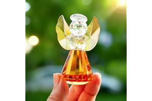 HDCRYSTALGIFTS Figurines d'ange gardien en cristal de 8,9 cm - Cadeau pour femme - Presse-papier champagne - Statue en verre - Objets de collection - Cadeaux commémoratifs