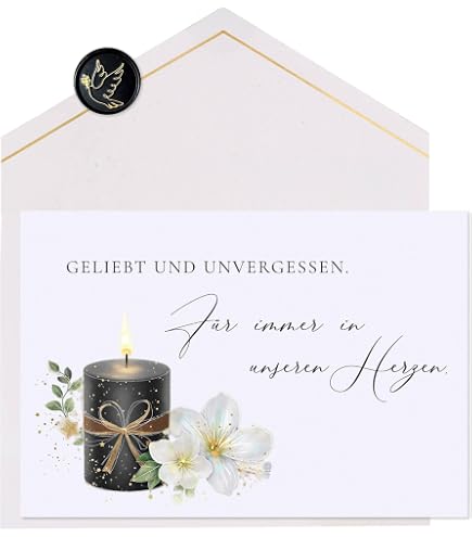 Beileidskarte Mit Silberner Prägung, DIN B6 | Inkl. Umschlag, Motiv 'Trauer'