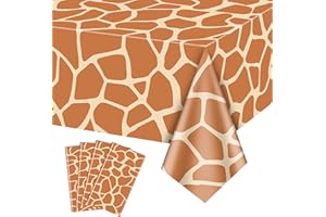 PTECDROTS 4Pcs Giraffe Druck Tischtuch, rechteckige Safari Tier Tischdecken für Geburtstage und Duschungen, 130x220cm