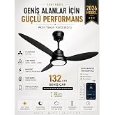 Akıllı Tavan Vantilat&ouml;r&uuml; 132 cm &ndash; Kumandalı & App Kontroll&uuml; &ndash; 6 Kademeli Sessiz LED Tavan Fanı &ndash; 3 Işık Modlu &ndash; Yaz/Kış Modu 