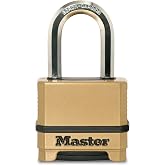 Master Lock Dış mekanlar i&ccedil;in sağlam şifreli kilit, &ccedil;elik &ccedil;inko, pirin&ccedil; kaplama, 1-1/2 in&ccedil; (1-1/2 in&ccedil;)