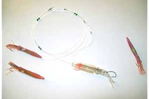 Piranha Fishing Line TRAINA TERMINALE FILOSA Squid JIG TIGRATO da PALAMITE TONNETTI E ALLETTERATI