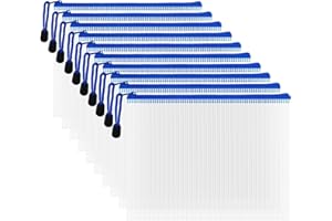 ‎COWORK-UP COWORK-UP 10 Stücke Dokumententasche A5, Kunststoff Datei Taschen mit Reißverschluss für Geldscheinen, Quittungen, Angelschein, Kosmetika und Reisezubehör