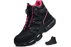 PAQOZKC Safety Boots Men Women Steel Toe Cap Boots Lightweight Safety Shoes High Ankle Air Cushion Work Trainers