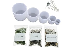 Yayatty Stampi in Resina per Candele, 5 Pz Stampi per Candele Cilindriche in Silicone con Stoppini per Candele in Cotone, Fiori Secchi Naturali per Fai Da Candele Realizzare Candele