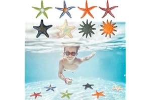 DesignBox 8 Pcs Starfish Pool Toys, Summer Swimming Beach Diving Toy with Colorful Animal Set Underwater for Kids Ages 4-12