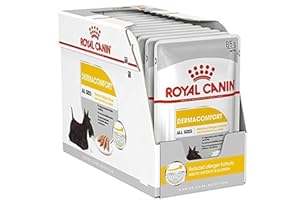 ROYAL CANIN DERMACOMFORT Mousse | 12 x 85 g | Nourriture Humide pour Chiens Adultes à partir de 10 Mois | pour Les Peaux sensibles | avec acides Gras oméga-3 et -6