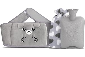 DIWOKER Botella de agua caliente con funda suave para la cintura,1500ml de Bolsa de agua tibia Botella de agua caliente caliente Botella de calor para aliviar el dolor abdominal en la pierna