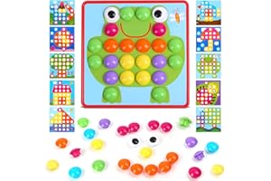 Japace Montessori zabawka dla dzieci w wieku 2, 3, 4 lata, mozaika wtykowa, 46 koralików i 10 kart, zabawka motoryczna, zabawka edukacyjna, prezent dla chłopców i dziewczynek