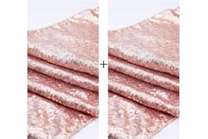 Tinyuet Camino de Mesa Moderno, 2 Piezas Corredores de Mesa de Oro Rosa , Camino de Mesa de Lentejuelas para Bodas, Fiestas, Uso Doméstico-30x275cm