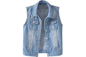 NUSGEAR 2023 Chaleco Vaquera Mujer Moda Chaqueta sin manga abrigo con Bolsillos jean otoño Primavera Clásico Casual mezclilla Cardigan botones Chaqueta vaquera Fiesta vacaciones