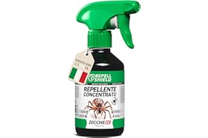 RepellShield® Spray Repellente Anti Zecche Uomo, Bambini, Animali e Tessuti -250ml- Senza Insetticidi, Sicuro per Persone & Animali - Spray Zecche Tessuti, Giardino e Viaggi all’Aperto
