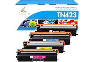 TRUE IMAGE TN423 Lot de 4 Cartouches de Toner compatibles pour Brother TN-423 TN-421 TN421 MFC-L8690CDW HL-L8260CDW HL-L8360CDW MFC-L8900CDW DCP-L8410CDW (Noir Cyan Jaune Magenta) 4er-Pack