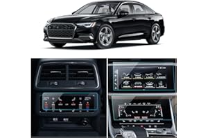 LANTU HD-Serie 9H Schutzfolie 3Pcs für Audi A6 und A7 2019-2025, Vorne, Hinten und Klimaanlage Displayschutzfolie Anti-Kratzen Screen Protector