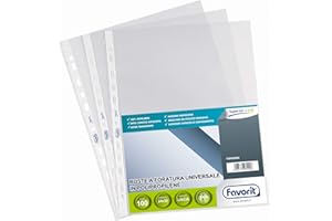 Favorit, Buste a Foratura Universale, 100 Pezzi, 24 x 30 cm, Lucide e Trasparenti, Alto Spessore