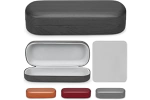 Pystuvo Hard Shell Glasses Case, Travel Portable Eyeglasses Cases Linen Fabric Protective with Cleaning Cloth Spectacle Cases for Women and Men Travel,Study,Work