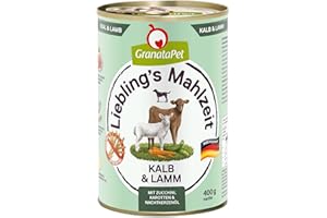 GranataPet Liebling's Mahlzeit Kalb & Cordero, 6 x 400 g, Nassfutter für Hunde Hundefutter ohne Getreide & ohne Zuckerzuzufügen le, Vollfümittel mit hohen Fleischanteil & hochwertigen Ölen