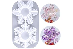 PHOGARY Stampo in Resina Stampi Silicone Portacandele, Resina Epossidica Stampi, Stampo Colata in Silicone per Fai-da-Te Candelabro Candele l'inverno Natale Decorazioni Natalizie(Fiocco di Neve)