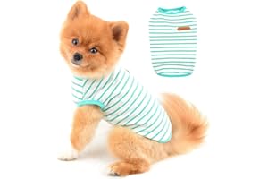 PAIDEFUL Britische kleine Hunde-Shirt, gestreifte Katze, Weste, Top, weiche Baumwolle, T-Shirt für Jungen, Haustier-T-Shirt, Sommer, Welpen, Chihuahua, Yorkie, Kleidung, atmungsaktiv, Tank-Tops