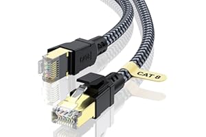CABNEER Cable Ethernet Cat 8 1 Metro, Cable de Red Cat 8, Cable Internet RJ45, Cable LAN Alta Velocidad 40Gbps 2000MHz, Ethernet Cable Trenzado Compatible Cat 7 Router Modem WIFI