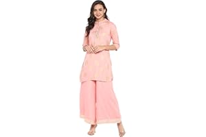 Janasya Indische Tunika Tops Rayon Kurti Set für Damen