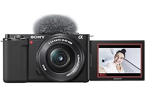 Sony ZV-E10 Systemkamera mit 16–50mm Objektiv (APS-C) – 4K-Video, schwenkbares Display, Echtzeit-Augen-Autofokus, leicht & ideal für Vlogger & Einsteiger
