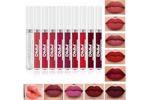 Getervb 10 Couleurs Rouge à Lèvres Mat Longue Tenue Liquide Gloss Repulpant Levres Brillant a Lèvres Nude Maquillage pour Les Lèvres Cadeau Makeup pour Femme Filles