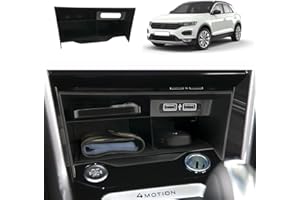 Coleya Scatola Portaoggetti del Console Centrale Compatibile con VW T-ROC 2018-2025, Console Centrale Portaoggetti, T ROC Accessori Organizer per Braccioli con Tappetino Antiscivolo (Nero)