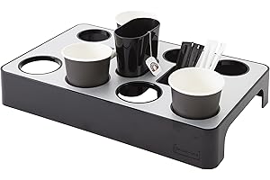 Alba RDVTRAY Plateau Porte-Gobelets Aluminium Gris métal et Noir 37, 5x23x5, 7 cm