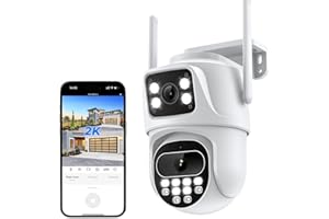 Reobiux 2K Camara Vigilancia WiFi Exterior con Doble Lente, Cámara IP Seguridad Domicilio, Visión Nocturna Color, Seguimiento Automático, Detección de Movimiento, Audio Bidireccional, IP66