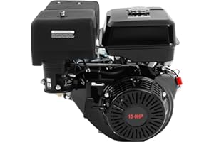 CHERIPOLI 420CC 1Zylinder 4-Takt 15PS Benzinmotor, luftgekühlt Seilzugstart Viertakt-Benzinmotor, Kartmotor Standmotor Antriebsmotor, mit Ölmangelsicherung (Schwarz)