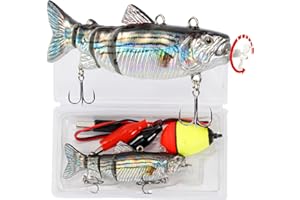 HADORAM Robotic Swimming Fishing Bait Electric Lures 3.5" USB Rechargeable LED Light Wobbler 4-Segement Multi Jointed Swimbait Hard Lures Fishing Tackle