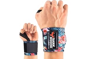 Dark Moose Fasce da polso per pollice elastico sollevamento pesi palestra allenamento di grado professionale supporto per polso resistente forza pugno bende bodybuilding (Aloha nero)