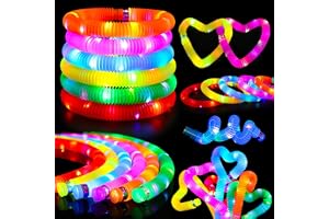 24 Pcs Glow Sticks Toys for Kids, LED Light Up Pop Tubes/Bracelet Party Favors for Kids,Glow in The Dark Party Supplies, Birthday Gifts Xmas Stocking Goodie Bags Stuffers Boys Girls