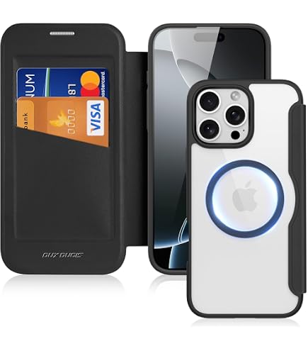 Coque IPhone 17 Pro Avec MagSafe – DUX DUCIS – Étui Rabat Cuir Transparent, Anti-choc Et Anti-rayures | Compatible 6,3 Pouces | Noir