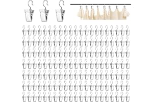 EXIN DECHEN 150 Piezas Clips para Cortinas, Clips de Gancho de Metal, Clips de Cortina de Acero Inoxidable, Clip Cortina de Metal pequeños con Ganchos, Pinzas para Cortinas, Fotos, Decoración del Hogar (Plata)