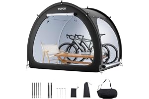 VEVOR Rymligt cykelförvaringstält utomhus med ventilerat fönster, vattentät fläktformad gardin med glasfiber och dubbla dragkedjor på 4–5 cyklar, 2 190 x 1 550 x 1 730 mm