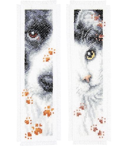 Kit Point De Croix VERVACO - Marque-Page Fleurs (Lot De 2) - Complet Pour Débutants - Loisir Créatif Adulte