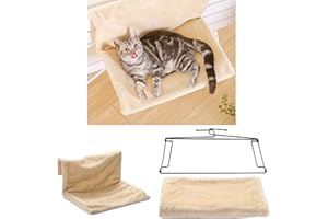 plastific Lit de radiateur en polaire chaude pour chat et chien,Hamac de radiateur solide et durable pour animaux de compagnie avec un solide cadre amovible (beige,Lit de radiateur (45x30x24.5 cm)