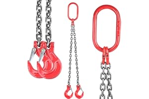 ‎DBREAKS DBREAKS 2-Strang Kettengehänge, 1m 2T Krankette, Forstkette Rückekette, Anschlagketten mit Ø8mm Chokerkette Gabelkopfhaken, G80 Motorhebekette, Hohe Festigkeit Krangehänge