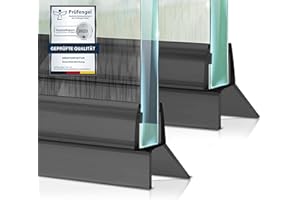 Meisterfaktur Junta de ducha 2 unidades, deflector de agua alargado, junta ideal para puertas de cristal de 4-5 mm en duchas (4-5 mm (negro))