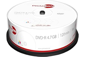 PRIMEON DVD-R 4.7GB/120Min/16x Cakebox, photo-on-disc, Inkjet Full Size Printable Surface (25 Disc)