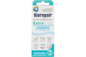 Biorepair, Extra Floss, Fili Ortodontici Pre-Tagliati, 50 Pezzi, Filo Interdentale Antibatterico, Protezione Attiva, Inibisce la Crescita Batterica Fino al 90%, Confezioni 100% Riciclabili